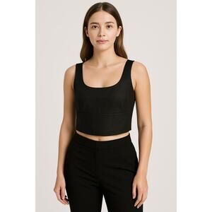 Jason Wu Women’s Black Satin Crop Top – Size Large – Style WX6561-6PA – NWT